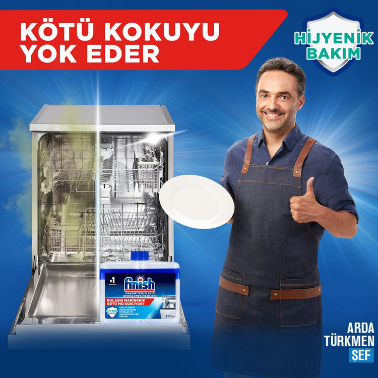 مایع جرم گیر ماشین ظرفشویی فینیش مدل Hijyenik Blue حجم 250 میلی لیتر